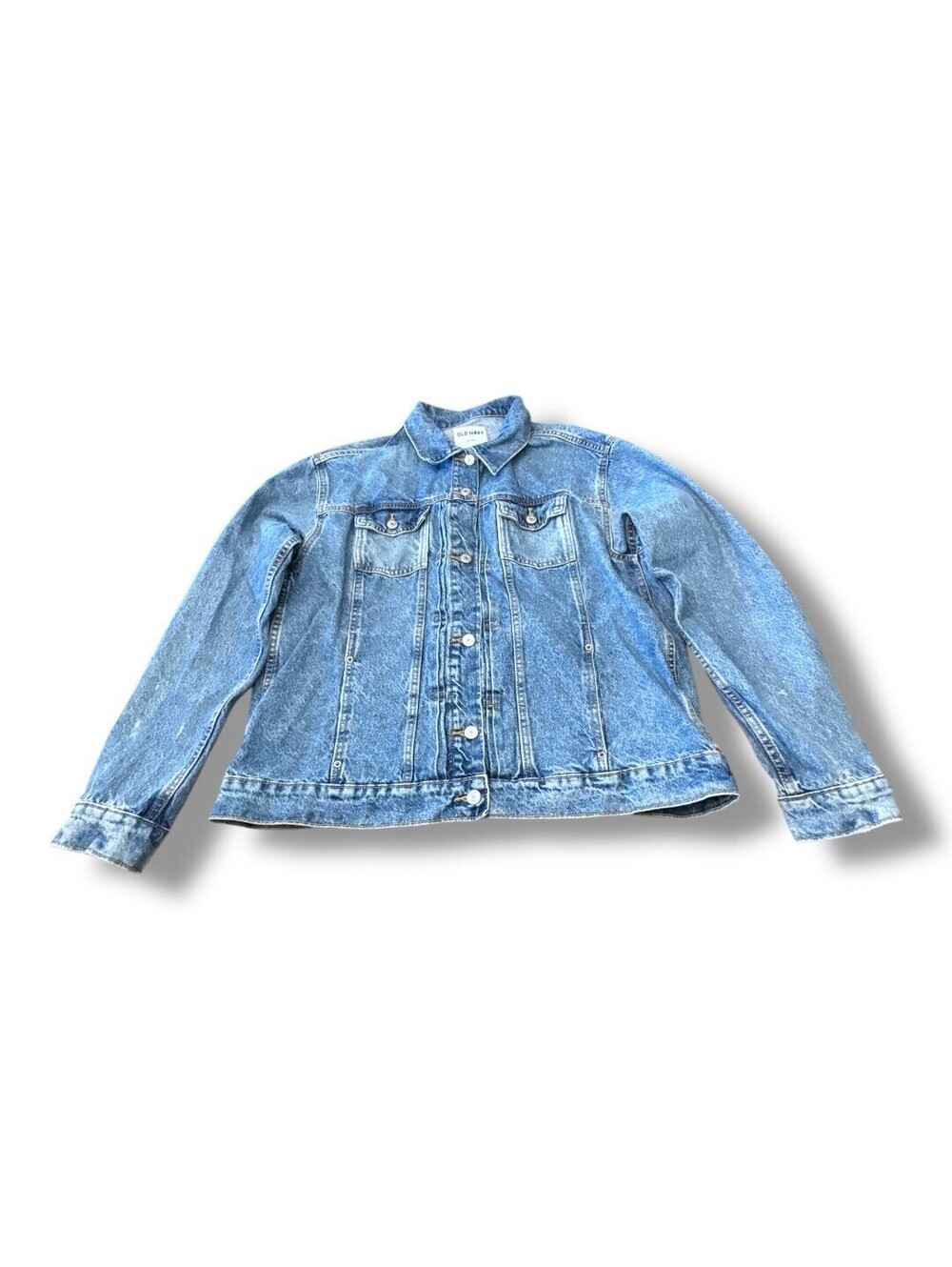 Old Navy Distressed Denim Trucker Jean Jacket Relaxed Classic Birdie Women’s XLT